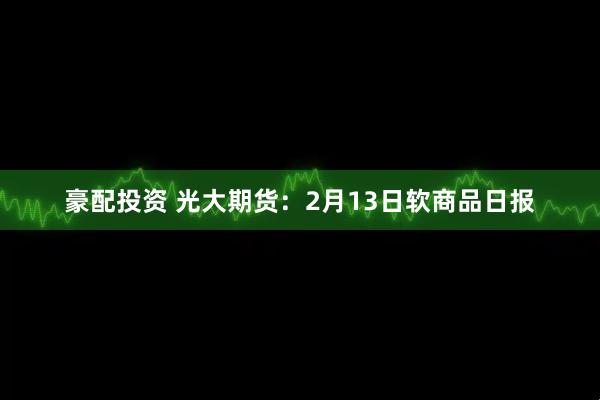 豪配投资 光大期货：2月13日软商品日报