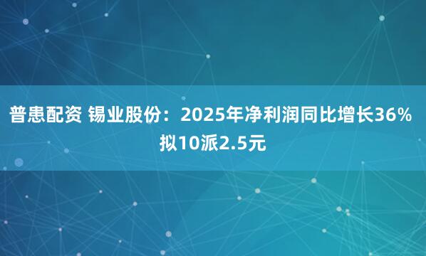 普患配资 锡业股份：2025年净利润同比增长36% 拟10派2.5元